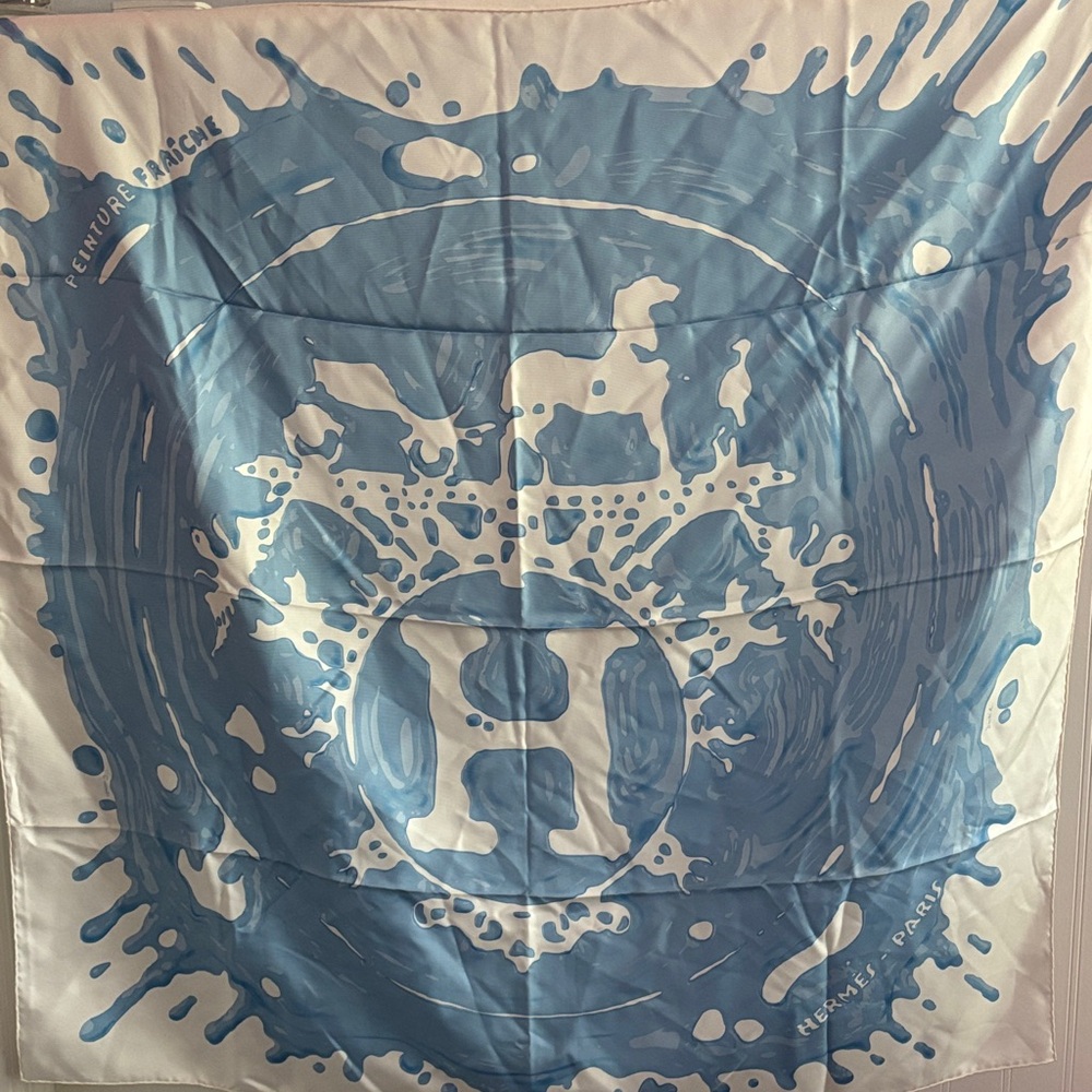 Blue and White Designer Hermès Scarf